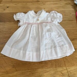 Alison Scott Spencerville‎ Vintage Smocked Baby Dress White Pink 6 Months Floral